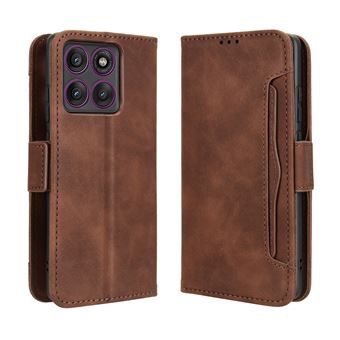 Capa FOXDOCK Protetora para Motorola Edge 60 Pro | Suporte e Flip de couro PU | À Prova de Choque | Castanho - 1