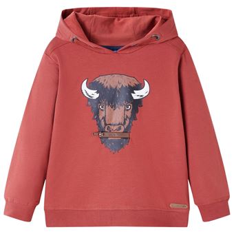 Sweatshirt infantil com capuz | vidaXL | vermelho-queimado 128 | 7 a 8 anos - 1