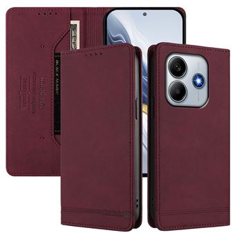 Capa FOXDOCK Tipo Carteira Flip para Xiaomi Redmi Note 14 4G com Bloqueio RFID | Fecho Magnético | Pele PU  | Vermelho - 1