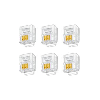 Conjunto de 6X Conectores Modulares RJ11 SANDA SD-7272 | Cristal - 1