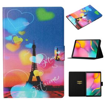 Capa Magunivers Pu Impressão Padrão com Suporte e Suporte de Cartão Torre Eiffel para Samsung Galaxy Tab a 10.1 (2019) T510 T515 - 1