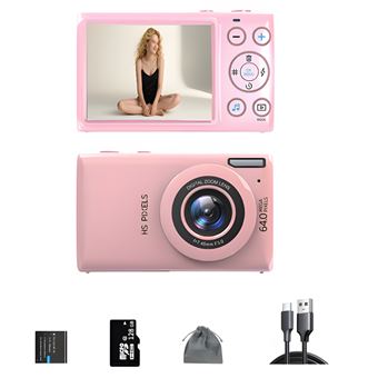 Câmara Digital SZSMART CDC1 | Leve e Portátil | 128GB | Rosa - 1