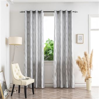 Cortina jacquard BOD HOME | com folhagem cinza | 140x260cm  | individual - 1