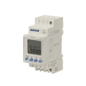 Temporizador Semanal Digital ORNO para Calha DIN | 2300W - Branco - 1