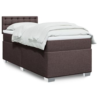 Cama com molas/colchão vidaXL | 90x190 cm | tecido castanho-escuro - 1