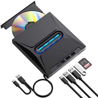 Gravador de DVD Externo USB 6 em 1 V-REEL QT02 com Leitor de Cartões para PC/Notebook - 1