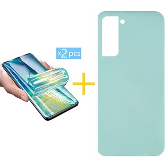 Pack 2 x Película de Hidrogel + Capa skyhe  Samsung Galaxy A05s Silicone Líquido - Verde-Água - 1