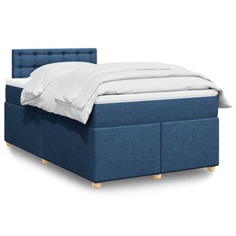 Cama boxspring com colchão vidaXL | 120x190 cm | tecido azul - 1