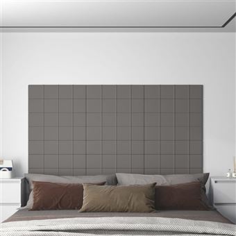 Painel de Parede vidaXL | 12 Peças | 60x15 cm | Tecido | 1,08 m² | cor cinza-claro - 1