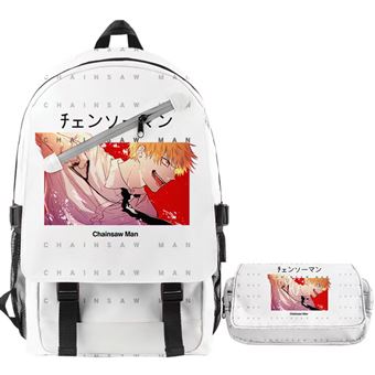 Mochila Escolar Infantil DreamWorks | Chainsaw Man| 2 Peças | Branco 3573 - 1