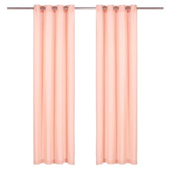 Cortinas com Argolas de Metal vidaXL 2 Peças algodão 140x175 cm rosa - 1