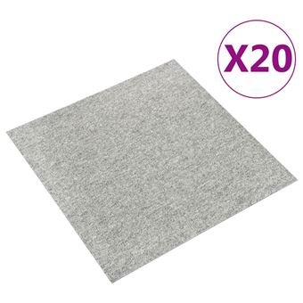 Ladrilhos de carpete para pisos vidaXL | 20 Peças | 5 m² 50x50cm | cinzento-claro - 1