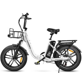 Bicicleta Elétrica Dobrável Step-through SAMEBIKE C05 Pro | 500W | 36V | 13Ah | Pneu Fat | Branco - 1