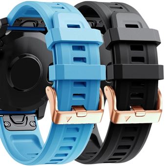 Pack 2 x Braceletes de Silicone com Fecho de Metal Antiimpacto para Garmin Descent Mk2S - Azul e Preto - 1