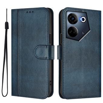 Capa FOXDOCK para Tecno Camon 20 4G/20 Pro 4G | Estilo Vintage | TPU com Textura de Pele Antiderrapante | Compartimentos para Cartões e Suporte | Azul - 1