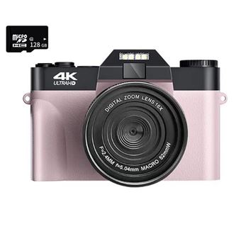 Câmara Fotográfica Digital EZII DC08 | 4K | F2.4 | 16X | 3" | 128G | Rosa - 1