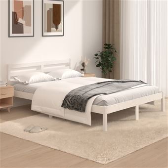 Estrutura de cama pequena de casal vidaXL | 120x190 cm | pinho maciço | branco - 1