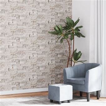 Papel parede 3D vidaXL com aspeto de pedra | 10x0,53 m | não-tecido creme - 1