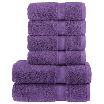 Conjunto de toalhas de banho premium vidaXL | 6 peças | 600 gsm 100% algodão roxo - 1
