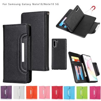 Capa Magunivers PU Íman 2-Em-1 Destacável da Lichia Preto para Samsung Galaxy Note 10/Galaxy Note 10 5G