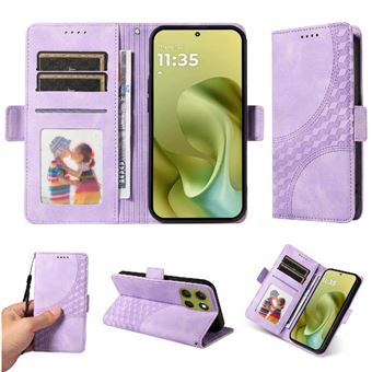 Capa FLOODKING para Motorola Moto G86 | Design Acolchoado | Couro PU Premium | Roxo - 1