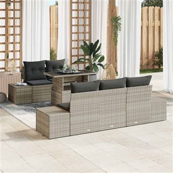Conjunto de Sofá de Jardim vidaXL | 6 Peças | Cinza Claro e Cinza Escuro - 1