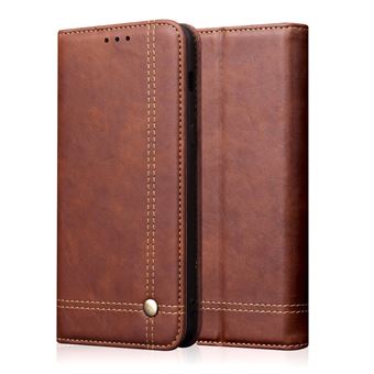 Capa PU cavalo louco auto-absorvido vintage café para Samsung Galaxy A50