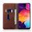 Capa PU cavalo louco auto-absorvido vintage café para Samsung Galaxy A50_3