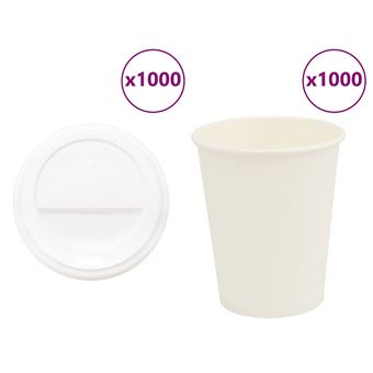 Copos de café de papel com tampas vidaXL | 1000 Peças | 8oz | 200ml - 1
