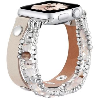 Bracelete em pele com pedras Antiimpacto | para Apple Watch Ultra 2 | Branco - 1