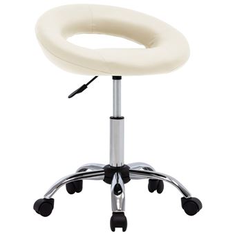 Banco de Trabalho com Rodas vidaXL | Couro artificial cor creme - 1
