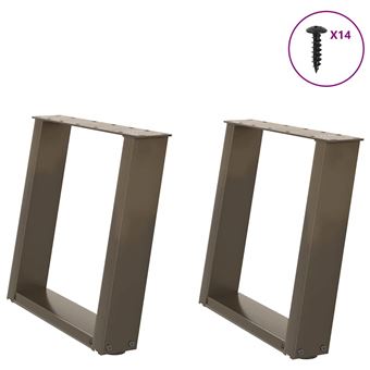 Pernas para mesa de centro vidaXL | 2 Peças | forma de U | 50x(42-43) cm | aço natural - 1