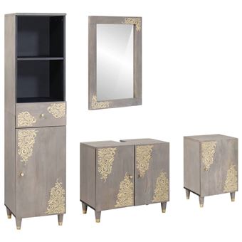 Conjunto de Móveis para WC vidaXL | 4 Peças | Cinzento | 62 x 33 x 58 cm - 1