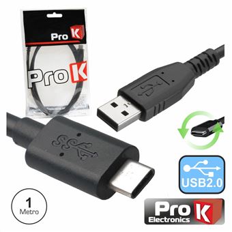 Cabo USB ProK A 2.0  USBC Macho (1 metro) - 1