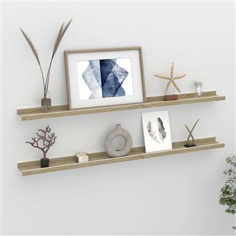 Prateleiras de parede vidaXL | 2 Peças | 100x9x3 cm | branco e carvalho sonoma - 1