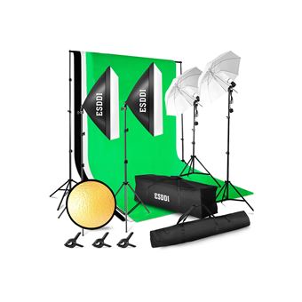 Kit de Iluminação Estúdio Foto e Vídeo Esddi + Fundos + Luzes + Estrutura e Caixa Luz - 1
