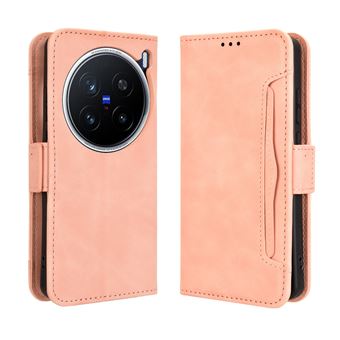 Capa FOXDOCK Protetora para VIVO X200 Pro 5G | Suporte e Flip de couro PU | À Prova de Choque | Rosa - 1