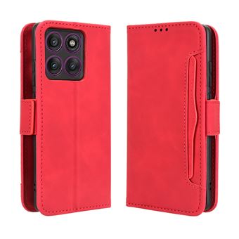 Capa FOXDOCK Protetora para Motorola Edge 60 Pro | Suporte e Flip de couro PU | À Prova de Choque | Vermelho - 1