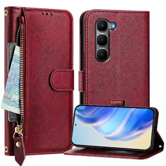 Capa Carteira ZURSANA para Infinix Hot 60 4G | Suporte | Zíper | Proteção Anti-Impacto  | Vermelho - 1