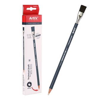 Pack 12 Borrachas DAM em Lápis com Escovinha | Branco - 1