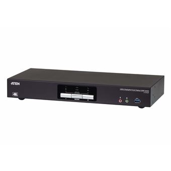 Chaveador Kvm ATEN Switch USB 3.0 4K DisplayPort de Ecrã Duplo KVMP™ de 2 portas | Preto - 1