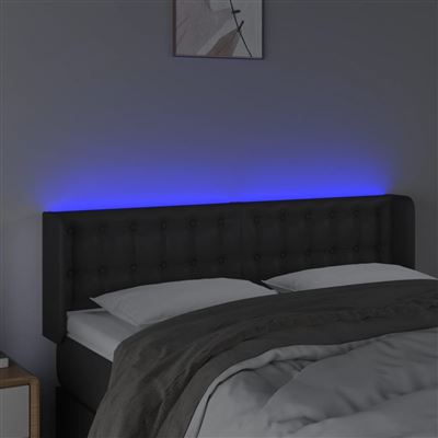 VidaXL Cabeceira cama c/ LED 147x16x78/88 cm couro artificial cinzento