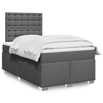Cama boxspring com colchão vidaXL | 120x190 cm | tecido cinzento-escuro - 1
