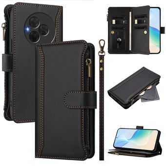 Capa FOXDOCK para TCL NxtPaper 60 Ultra | Pele Premium | 9 Compartimentos para Cartões | Alça de Pulso Amovível - Preto - 1