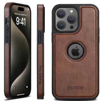 Capa em pele Vintage com Magsafe Antiimpacto para Iphone 16 pro max | Castanho - 1