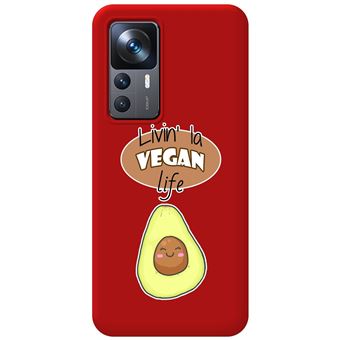 Capa Tumundosmartphone de silicone líquido vermelho para Xiaomi 12T / 12T Pro 5G desenhos de design  Vegan Life - 1