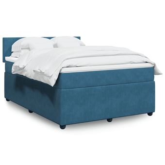 Cama com molas/colchão vidaXL | 140x200 cm | veludo azul - 1