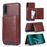 Capa Magunivers | PU + TPU com suporte e vários titulares de cartão Castanho para Samsung Galaxy A50/A50s/A30s_0