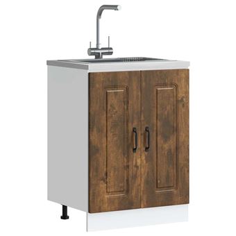 Armário baixo lavatório vidaXL | Kalmar carvalho fumado 60x46x81,5 cm - 1