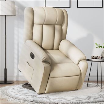 Poltrona reclinável elevatória elétrica vidaXL | tecido cor creme - 1